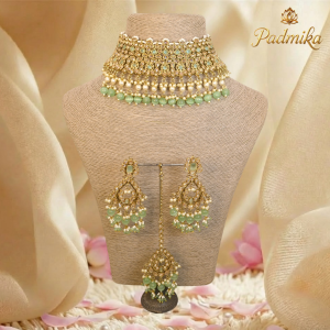 Padma Royal Choker with mint green beads