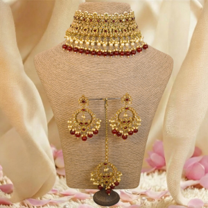 Padma Royal Choker with maroon beads